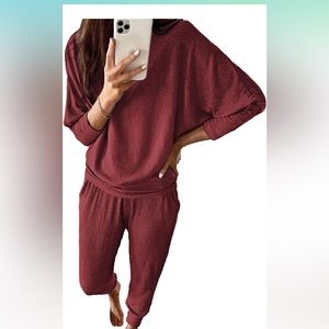 Pretty Garden ribbed knit lounge set M